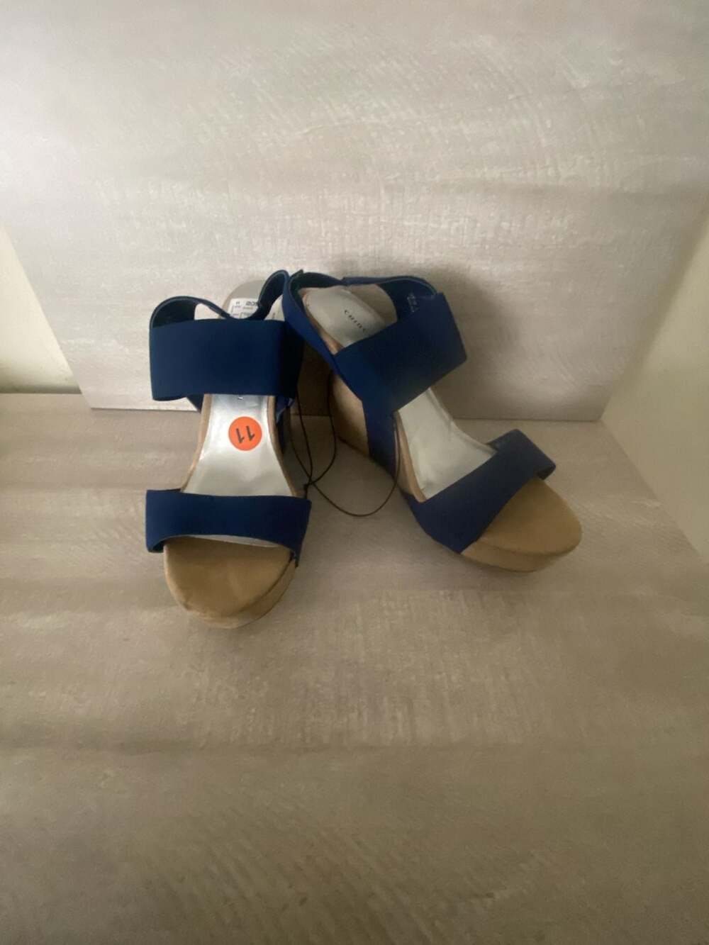 Chinese Laundry Wedge Sandals Size 7.5 Blue Platform Heels